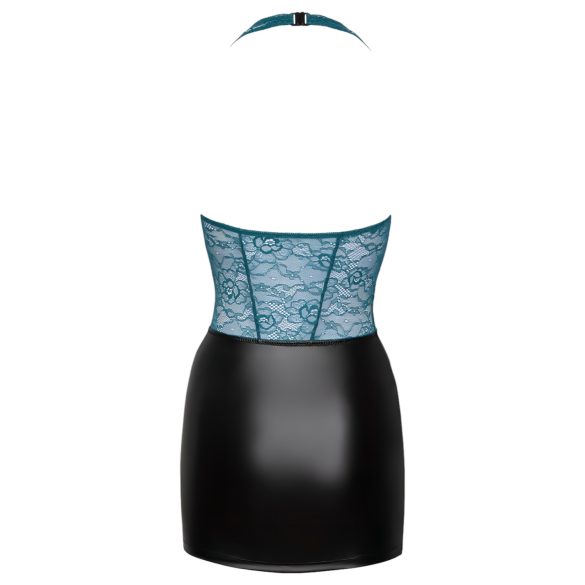 Cottelli - lesklé čipkované šaty so šnurovaním (čierno-zelené)