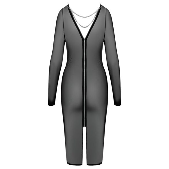 Cottelli Party - priehľadné šaty so zipsom (čierne)