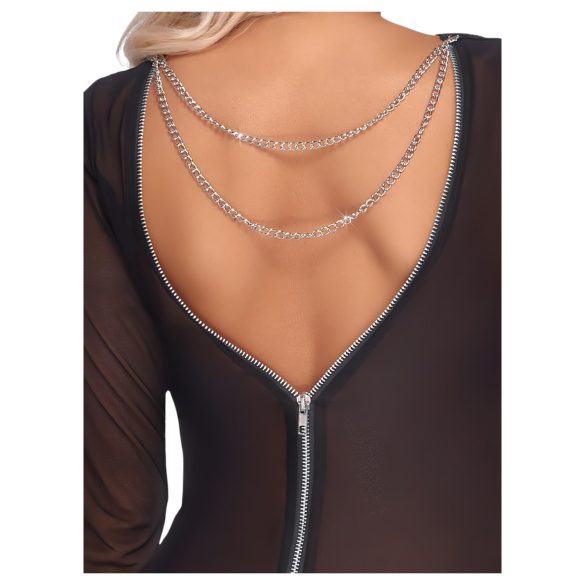 Cottelli Party - priehľadné šaty so zipsom (čierne)