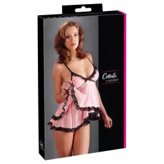   Cottelli - babydoll - čipkovaný, volánikový - čierny - L