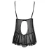 Cottelli - babydoll košieľka - čipkovaná, volánová - čierna - XL