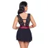 Cottelli Bondage - čipkované babydoll s golierom (čierne) - M