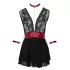 Cottelli Bondage - čipkované babydoll s golierom (čierne) - M
