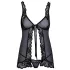 Kissable - otvorená babydoll (čierna)