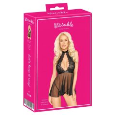 Kissable - babydoll s golierom - čipka - čierna