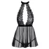 Kissable - babydoll s golierom - čipka - čierna - L/XL