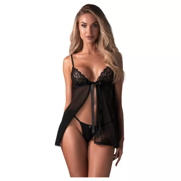 Obsessive - babydoll súprava - čipkovaná - čierna