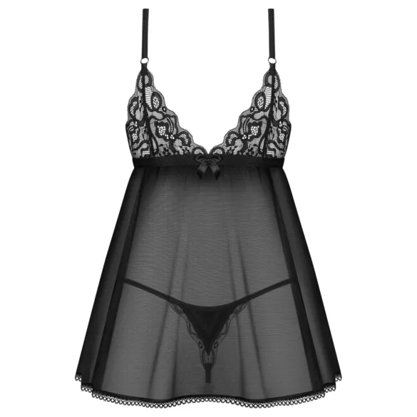 Obsessive - babydoll súprava - čipkovaná - čierna