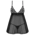Obsessive - babydoll súprava - čipkovaná - čierna