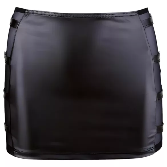 Cottelli - minisukňa s prackou - lesklá - čierna - XL