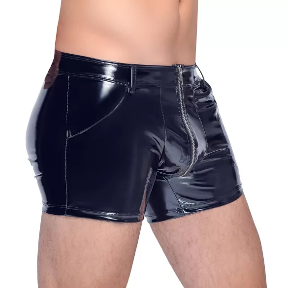 Black Level - pánske latexové šortky s bočnými vreckami - čierne