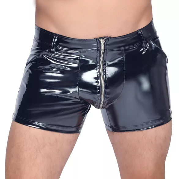 Black Level - pánske latexové šortky s bočnými vreckami - čierne - 2XL
