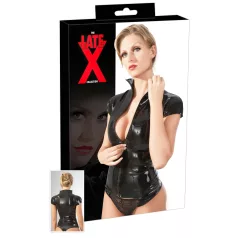 LATEX - dámske latexové tričko na zips - čierne