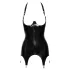 Late X - otvorený košíčkový latexový podväzkový top (čierny)