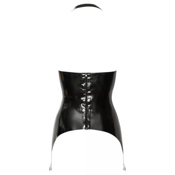 Late X - otvorený košíčkový latexový podväzkový top (čierny)