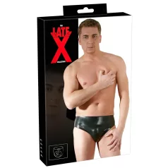   Latex pánske spodné prádlo s vnútorným análnym dildom v tvare penisu (čierne) - L