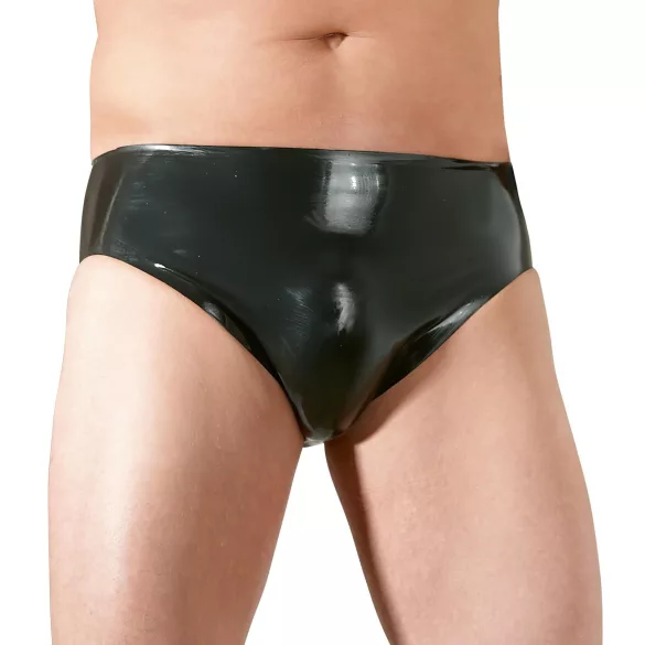 Latex pánske spodné prádlo s vnútorným análnym dildom v tvare penisu (čierne) - L