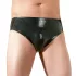 Latex pánske spodné prádlo s vnútorným análnym dildom v tvare penisu (čierne) - L