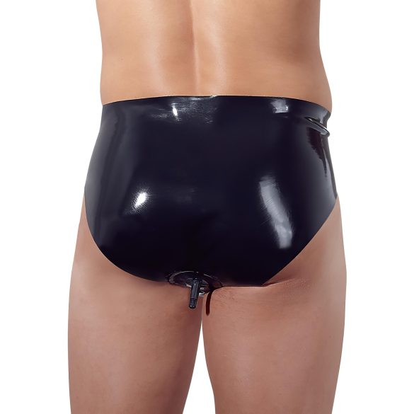 LATEX - pánske boxerky s vnútorným análnym dildom - čierne