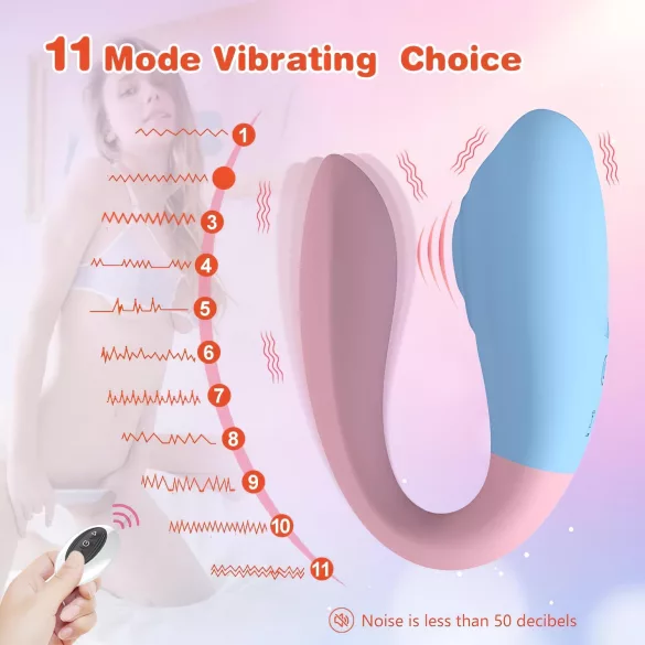 Mrow 03 - nabíjateľný vodotesný párový vibrátor - modro-ružový