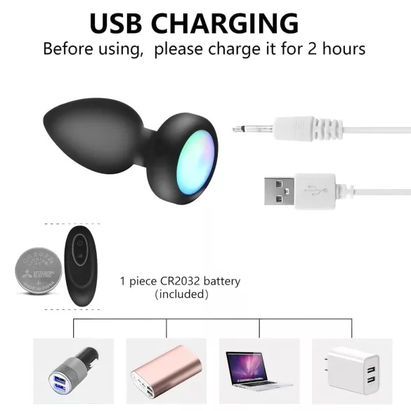 Mrow - análny vibrátor s diaľkovým ovládaním a svetlom - čierny