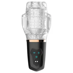   Funny Me Rocket Cup - masturbátor s vibráciou a saním - priehľadný/čierny