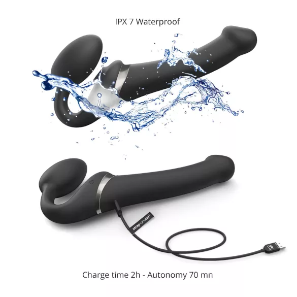Strap-on-me - pripínací vibrátor s tlakovými vlnami - čierny