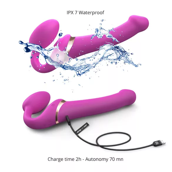 Strap-on-me - vibrátor s popruhmi - pulzačné vlny - ružový