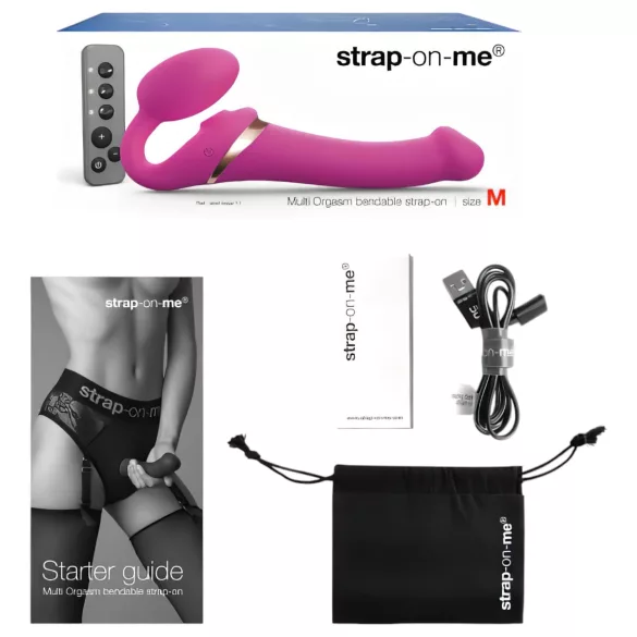 Strap-on-me - vibrátor s popruhmi - pulzačné vlny - ružový