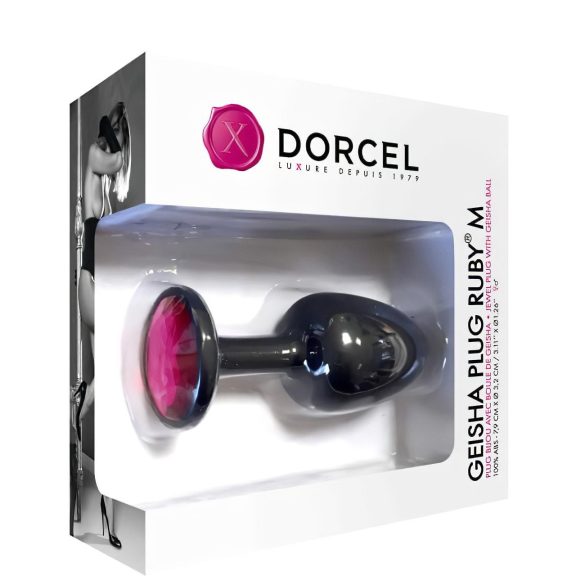 Dorcel - análny kolík s ružovým kamienkom - stredný - čierny