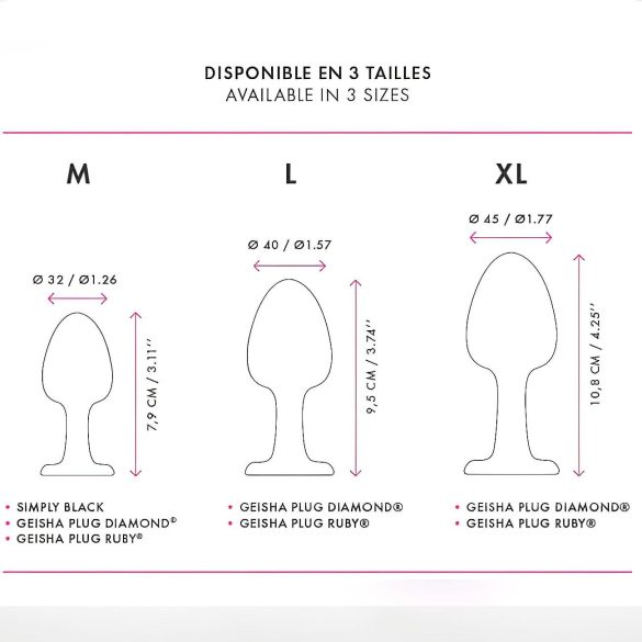 Dorcel - análny kolík s ružovým kamienkom - stredný - čierny