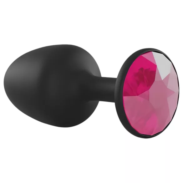 Dorcel Geisha Plug Ruby L - análny kolík s ružovým kameňom (čierny)