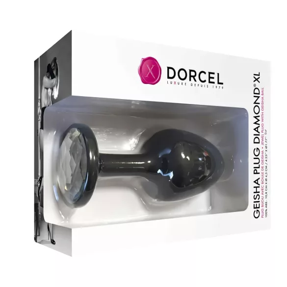 Dorcel Geisha Plug Diamond XL - čierny análny plug s bielymi kameňmi