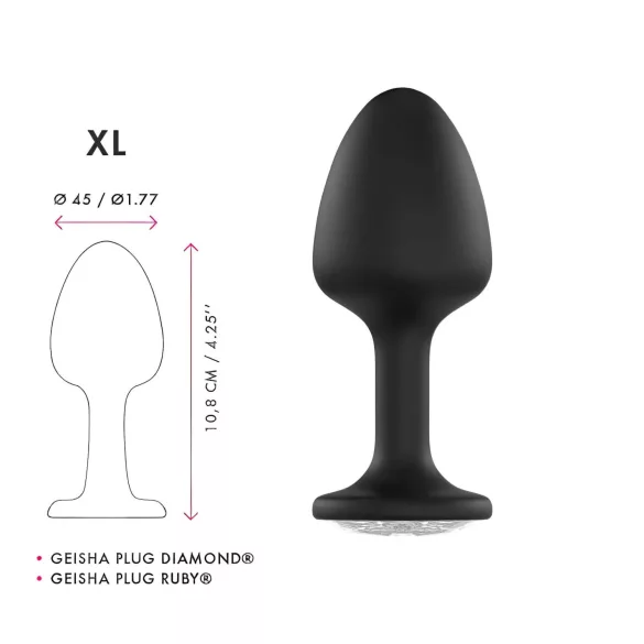 Dorcel Geisha Plug Diamond XL - čierny análny plug s bielymi kameňmi