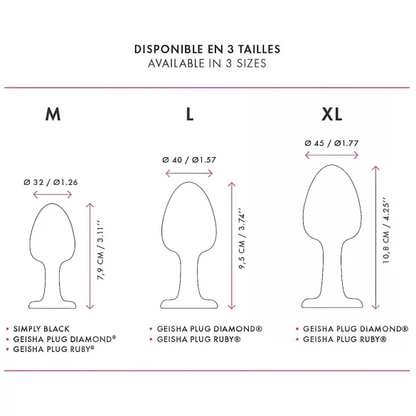 Dorcel Geisha Plug Diamond XL - čierny análny plug s bielymi kameňmi