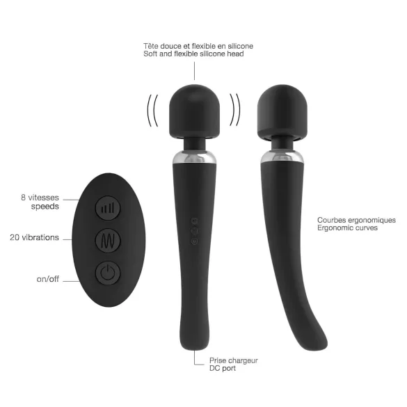 Dorcel - masážny vibrátor na batériu - čierny