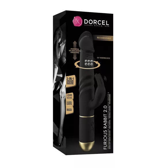 Dorcel - vibrátor s pohyblivým klitorisovým stimulátorom - čierny