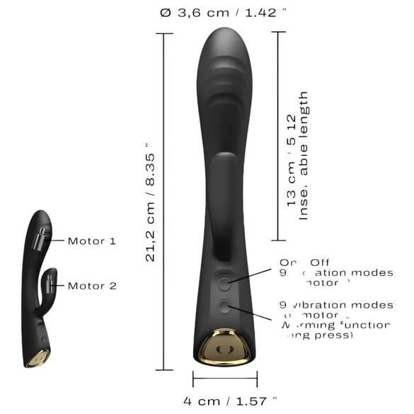 Dorcel Flexi Rabbit - hrejivý vibrátor s klitorisovou ramenou (čierna)