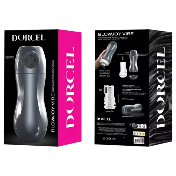 Dorcel Blowjoy Vibe - vákuový a vibračný akumulátorový masturbátor (sivý)