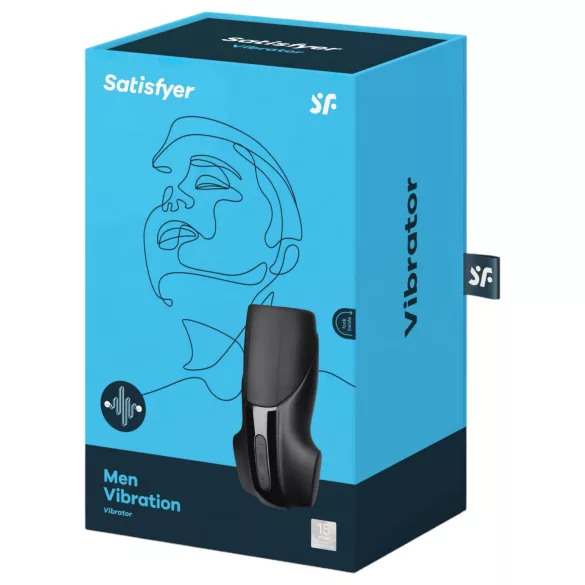 Satisfyer Men Vibration - vibračný masturbátor na penis - čierny, dobíjací