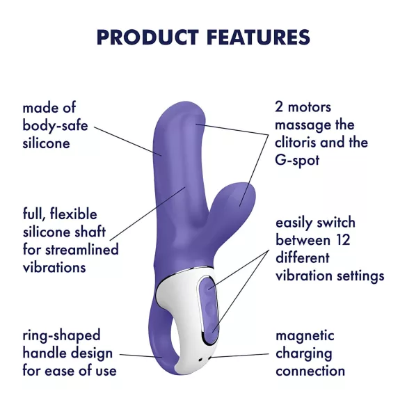 Satisfyer - vibrátor s ramienkom na klitoris - vodotesný - modrý