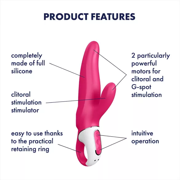 Satisfyer Mr. Rabbit - vodotesný vibrátor s klitorálnym ramienkom (ružový)