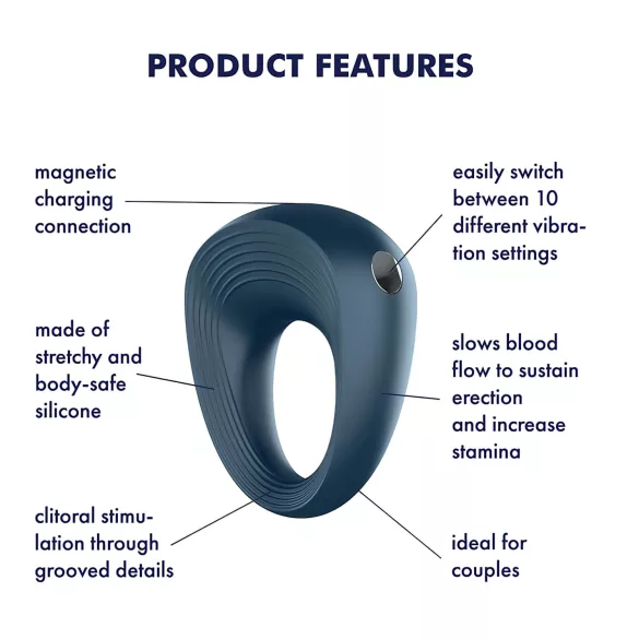 Satisfyer Power Ring - vibračný erekčný krúžok - vodotesný - sivý