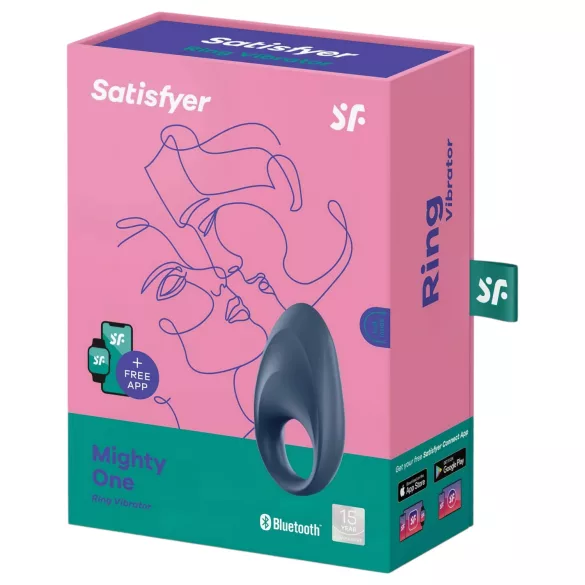 Satisfyer Mighty One - vibračný erekčný krúžok - smart funkcia - modrý