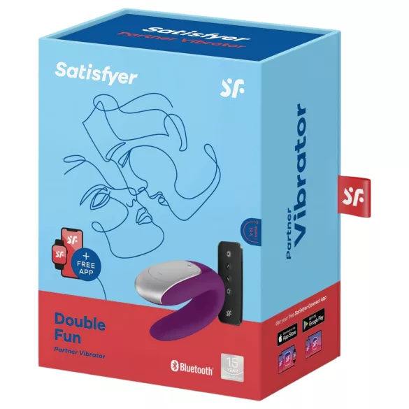 Satisfyer Double Fun - párový vibrátor ovládaný aplikáciou (fialový)