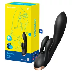   Satisfyer Double Flex - vibrátor s klitorálnym ramenom ovládaný aplikáciou (čierny)