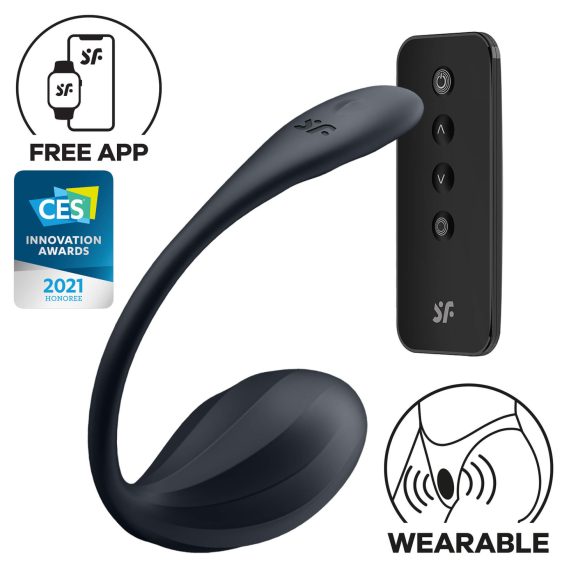 Satisfyer Ribbed Petal - rádiové vibračné vajíčko (čierne)