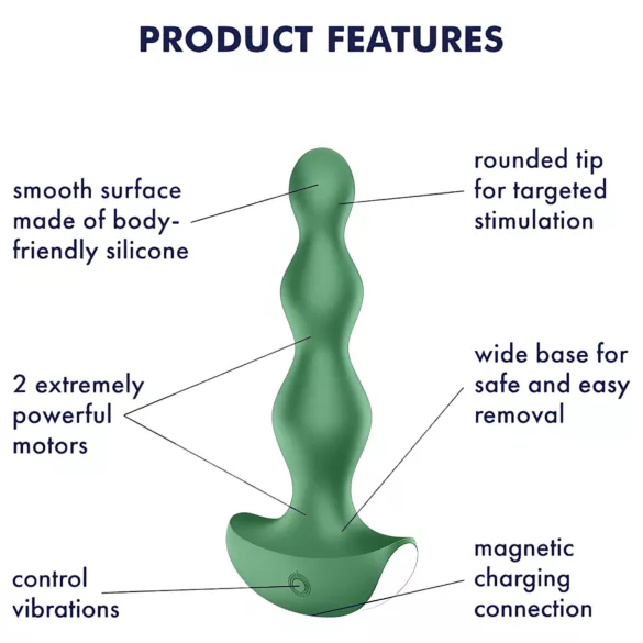Satisfyer - análny vibrátor - nabíjateľný, vodotesný, zelený