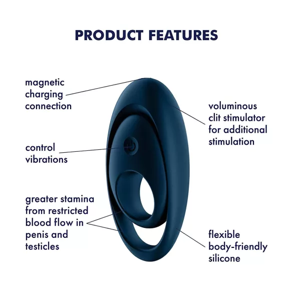 Satisfyer - vibračný erekčný krúžok - modrá
