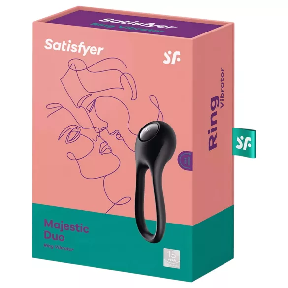 Satisfyer Majestic Duo - vibračný vodeodolný erekčný krúžok - čierny
